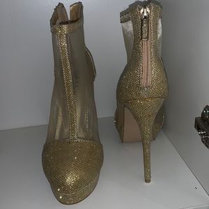 Gold platform heels